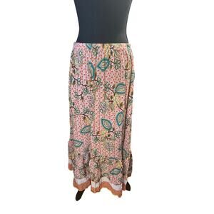 Rusttydustty Orange Boho Floral Skirt
